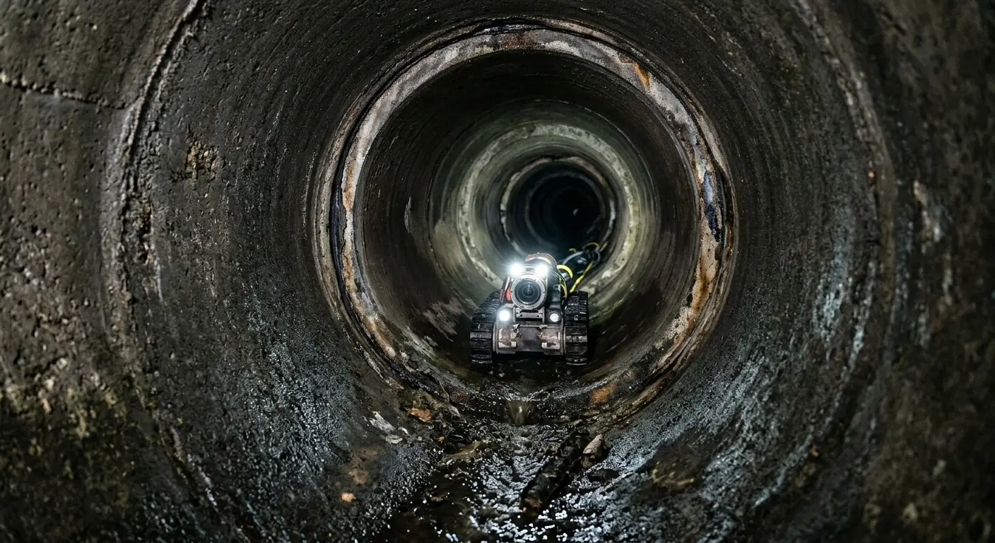 Robotic sewer camera inspecting pipe interior for Sewer Line Repair in Manalapan